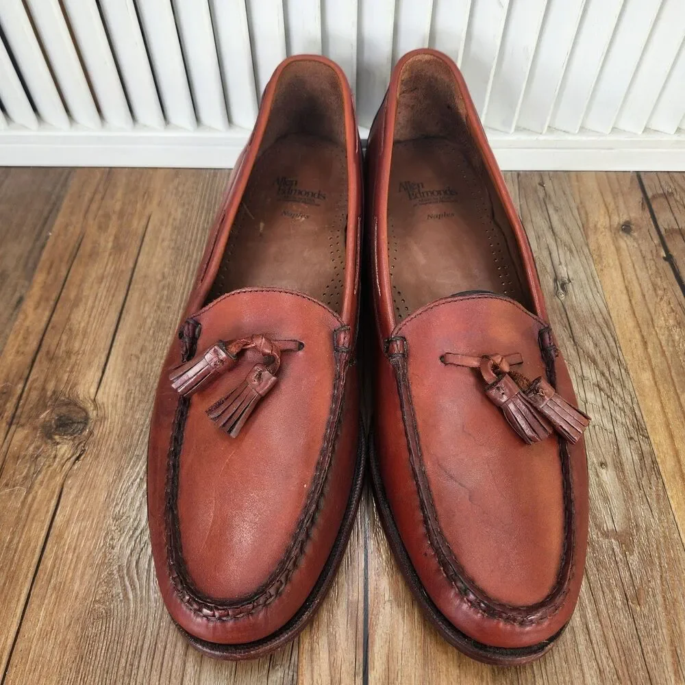 Allen Edmonds Naples Tassel Loafers Men's 14 B Brown Leather Slip On Dress Shoes